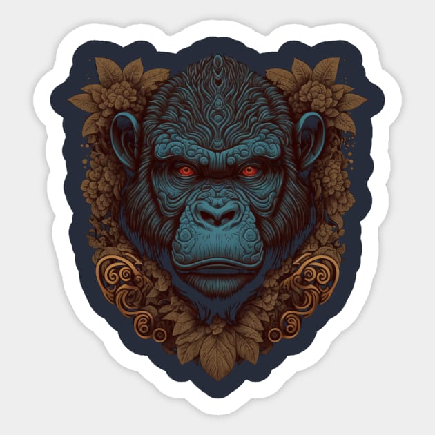 Gorilla decorated with Javanese ornaments Sticker by gblackid